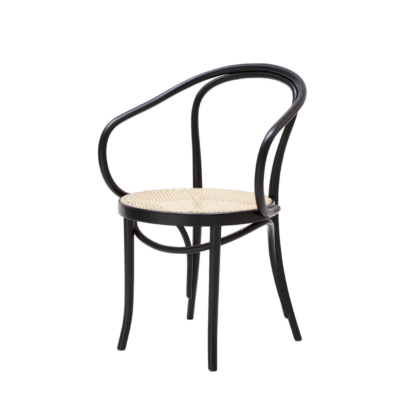 le corbusier dining chair black with cane seat