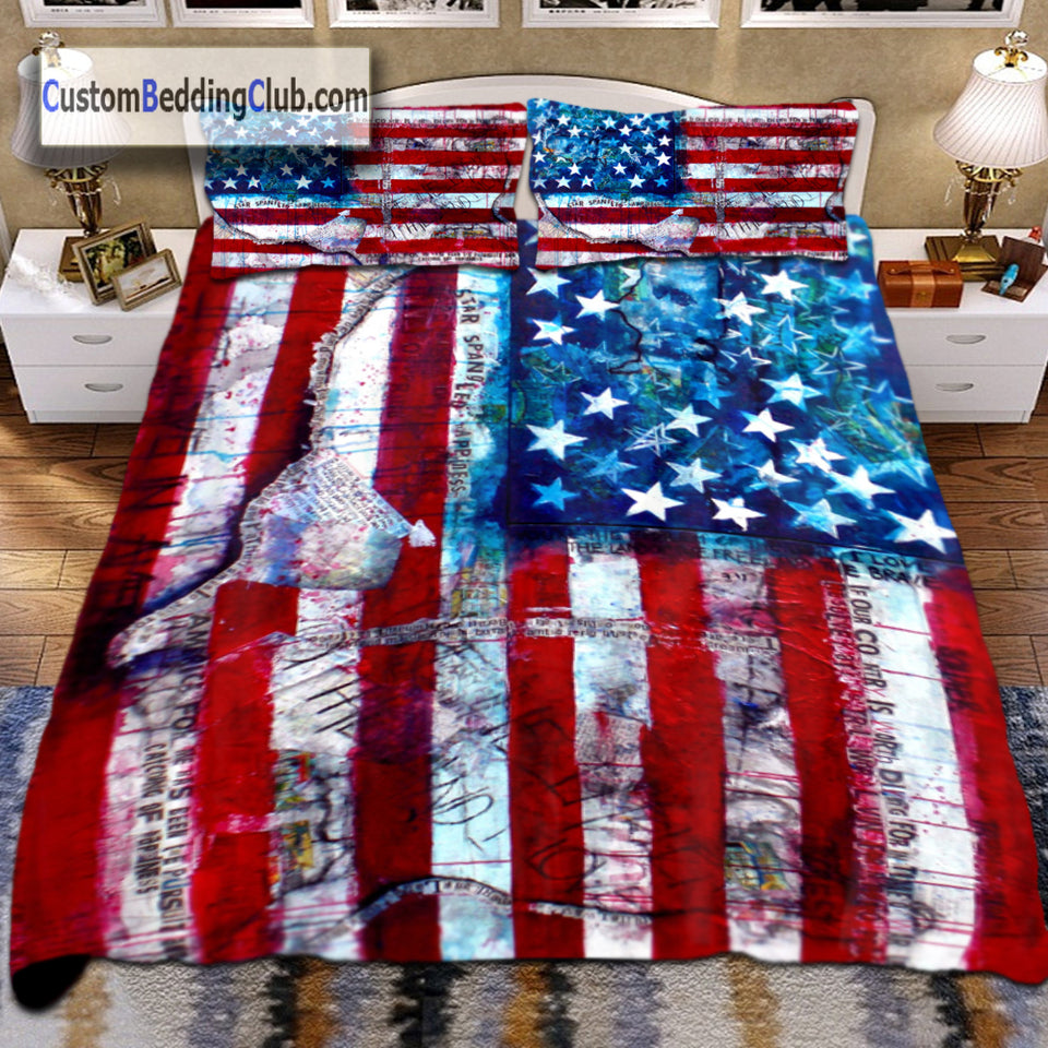 American Flag Bed Set Bed Sheets Blanket Us Flag Bedding