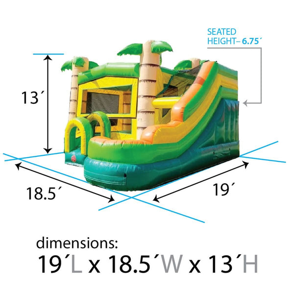 Modular Tropical Water Slide Bounce House Combo with Blower and Jungle Art Panel SKU: 7496
