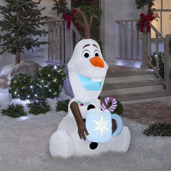 5' Christmas Disney Frozen Olaf Holding Hot Cocoa by Gemmy Inflatables ...