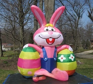 7' Air Blown Inflatable Easter Bunny with 2 Eggs SKU:  Y608
