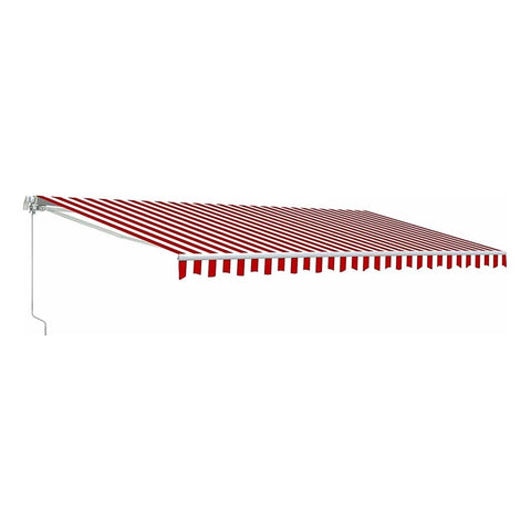 Aleko Awnings 10 x 8 Feet Red and White Stripe Retractable White Frame Patio Awning by Aleko 781880247371 AW10X8RWSTR05-AP 10x8 Ft Red White Stripe Retractable White Frame Patio Awning by Aleko