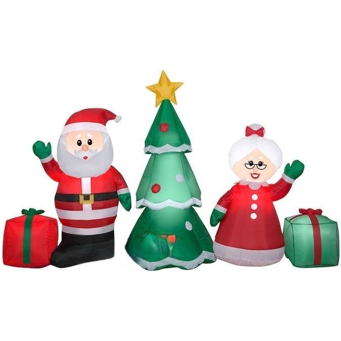 7 1/2' Gemmy Airblown Inflatable Santa & Mrs. Claus Christmas Tree ...