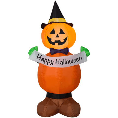4' Airblown Inflatable Jack Stack Pumpkin Witch Holding 
