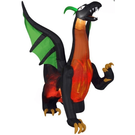 7' LIGHTSPEED Black/Orange Dragon With Green Wings by Gemmy Inflatable ...