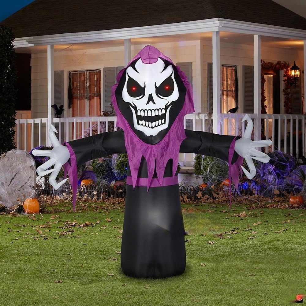 8' Animated Halloween Skeleton Reaper w/ Red Eyes by Gemmy Inflatables ...