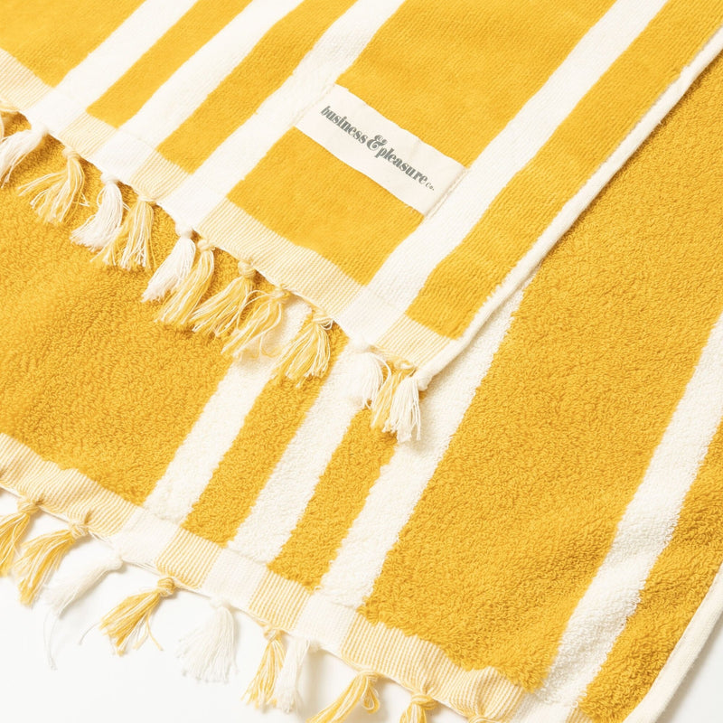 The Beach Towel - Vintage Yellow Stripe - Business & Pleasure Co