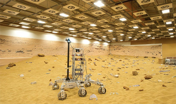 The Rosalind Franklin Rover in a simulated Mars environment