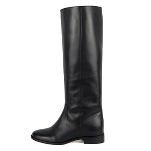 black wedge calf boots