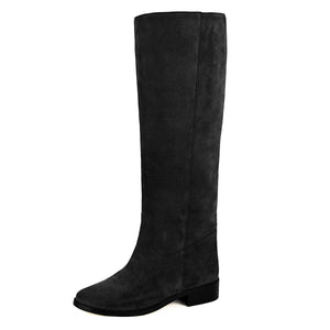 wide calf black suede boots