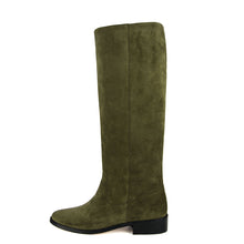 flat boots | Achillea olive green suede 