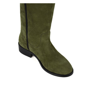 flat boots | Achillea olive green suede 