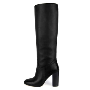black leather knee high boots narrow calf