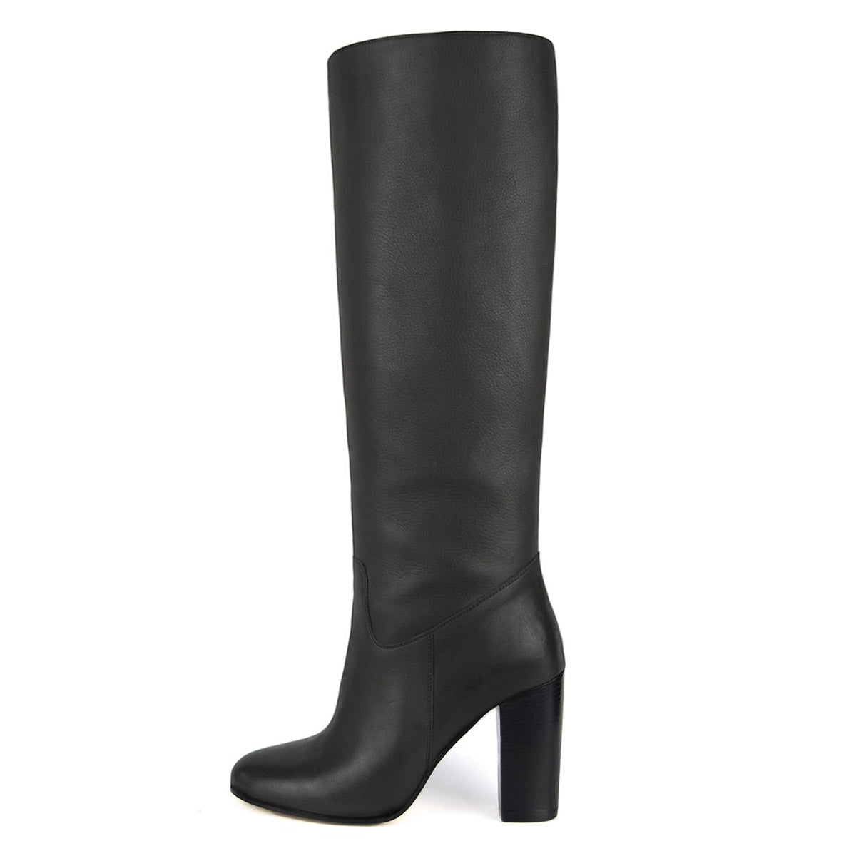 grey leather wide calf boots