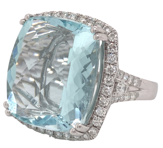Aquamarine and Diamond Ring 19.22 Carats | cameocalamity.com