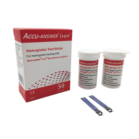 Accu-Answer 4 in 1 Hemoglobin Test Meter Kit Hemoglobin Tester Cholesterol  Test Kit Uric Acid Test Kit 40 Test Strips Total Included. No Code Need  Accurate and Fast