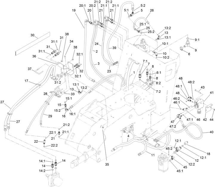 toro stx 26 stumpgrinder hydraulic hose routing