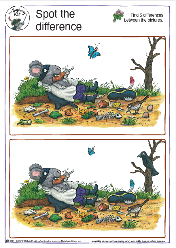 The Highway Rat Spot the Difference Activity Sheet