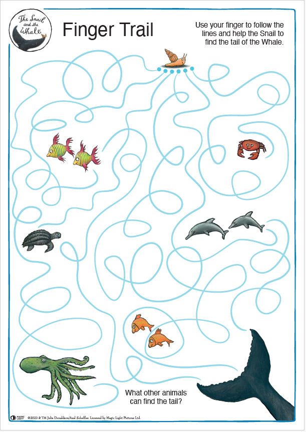 The Snail and the Whale Finger Trail Activity Sheet
