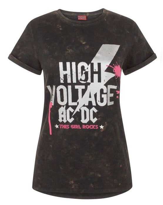 AC/DC High Voltage Acid Wash Women's T-Shirt — Vanilla Underground