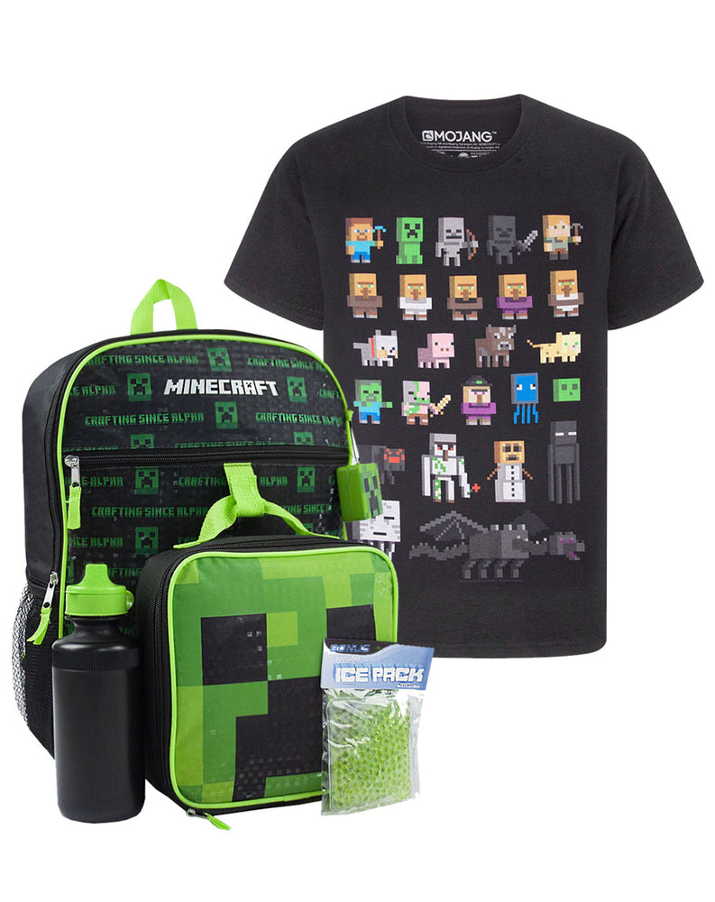 Minecraft Kids Creeper 5 Piece Backpack Set And Sprites T Shirt Gift S Vanilla Underground - minecraft roblox t shirt mysterious mine backpack minecraft