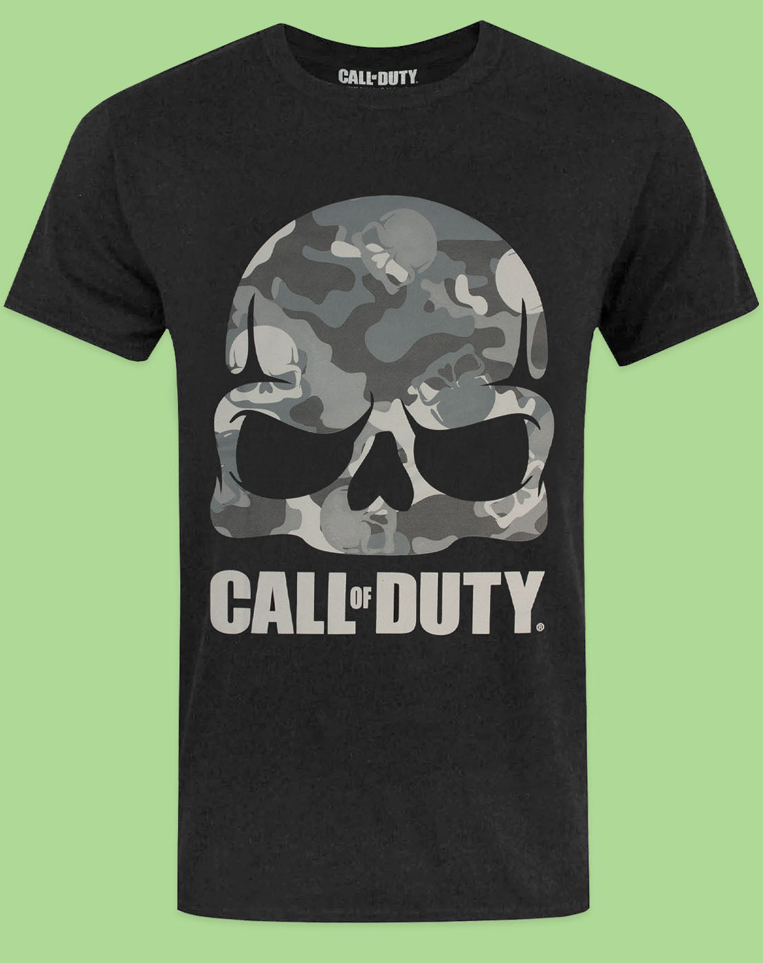 Call Of Duty (COD) Camo Skull Print Men's Short Sleeve Black T-Shirt ...