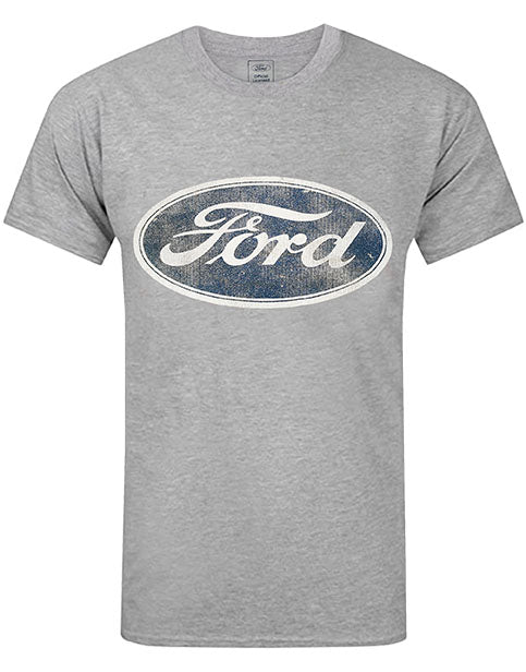 Ford Logo Men’s Grey T-Shirt - Distressed Vintage Style Adults Top ...