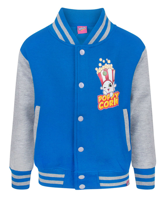 Shopkins Poppy Corn Girl's Blue Varsity Jacket — Vanilla Underground