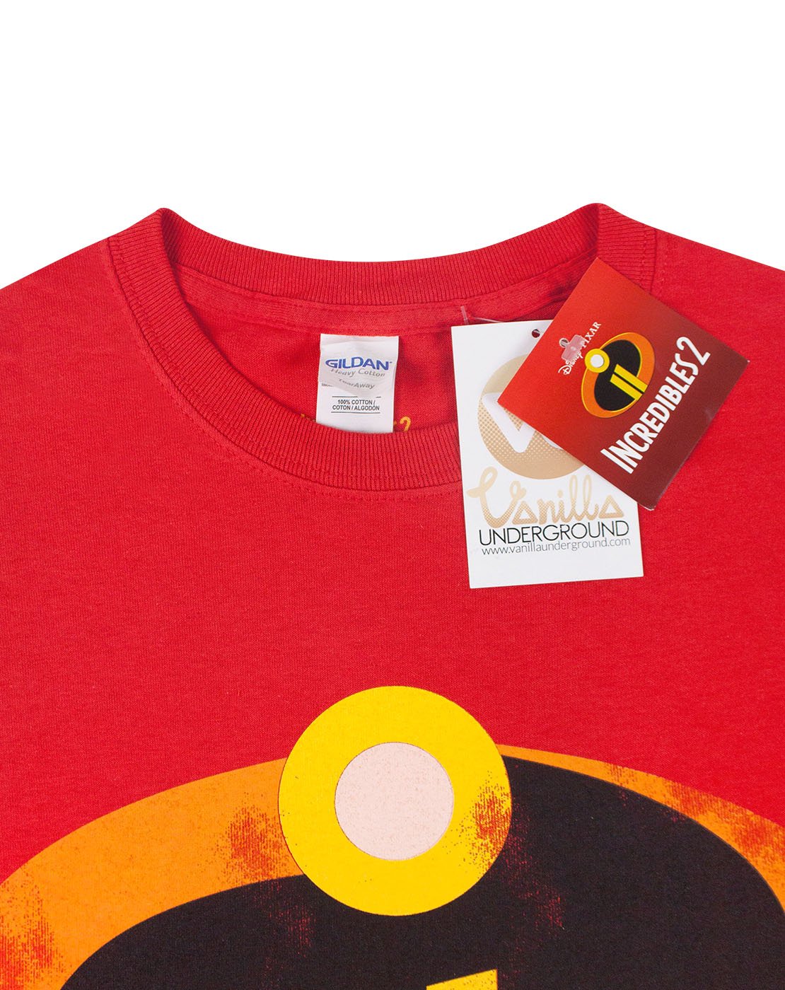 The Incredibles 2 Men's Adults Costume Red Logo T-Shirt Top — Vanilla