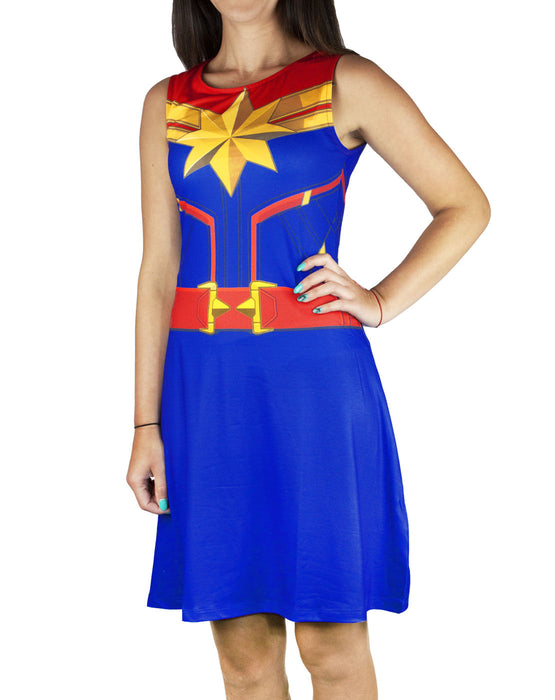 Captain Marvel Costume Women's Costume Dress Ladies Fancy Dress Party —  Vanilla Underground