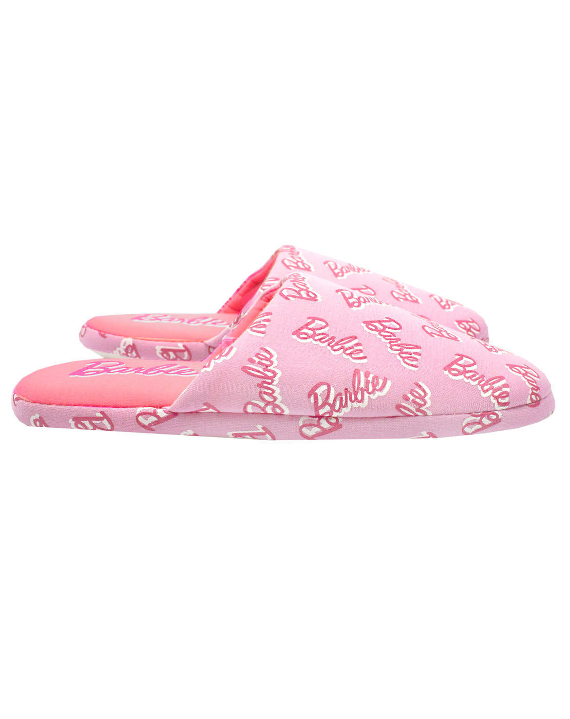 Barbie All Over Print Logo Pink Polyester Womens Slippers — Vanilla ...