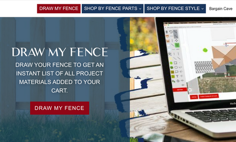 Main menu access to America's Fence Store's free drawing tool.