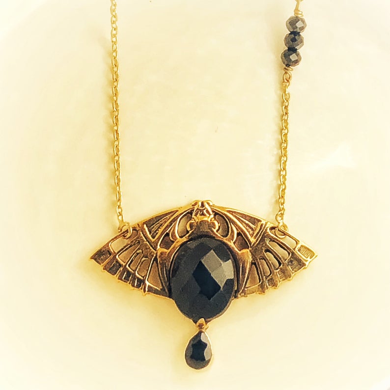 Art Deco Golden Moth Necklace