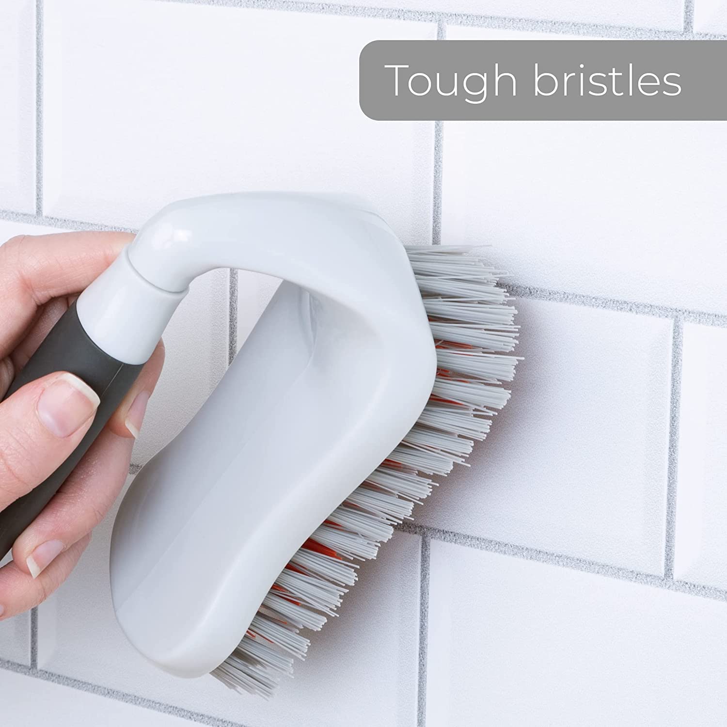 Scrub Brush w/ Scrubber Bristle Tip - Non-Slip Handle - Long