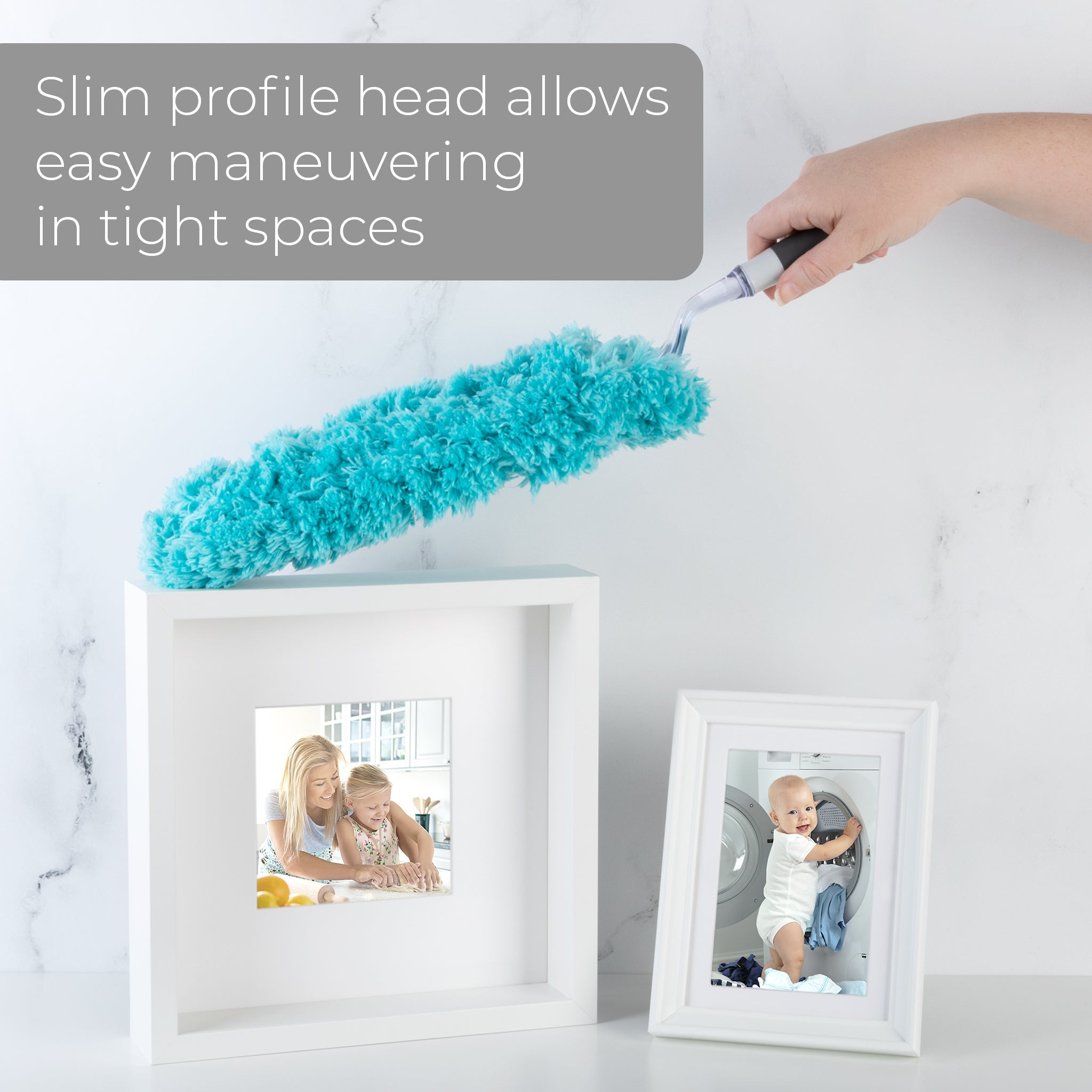 Smart Design Microfiber Hand Duster Round - Comfort Non-Slip Grip Handle - Non-Scratch - Odor Resistant - Cleaning Appliances, Electronics, Pet Hair