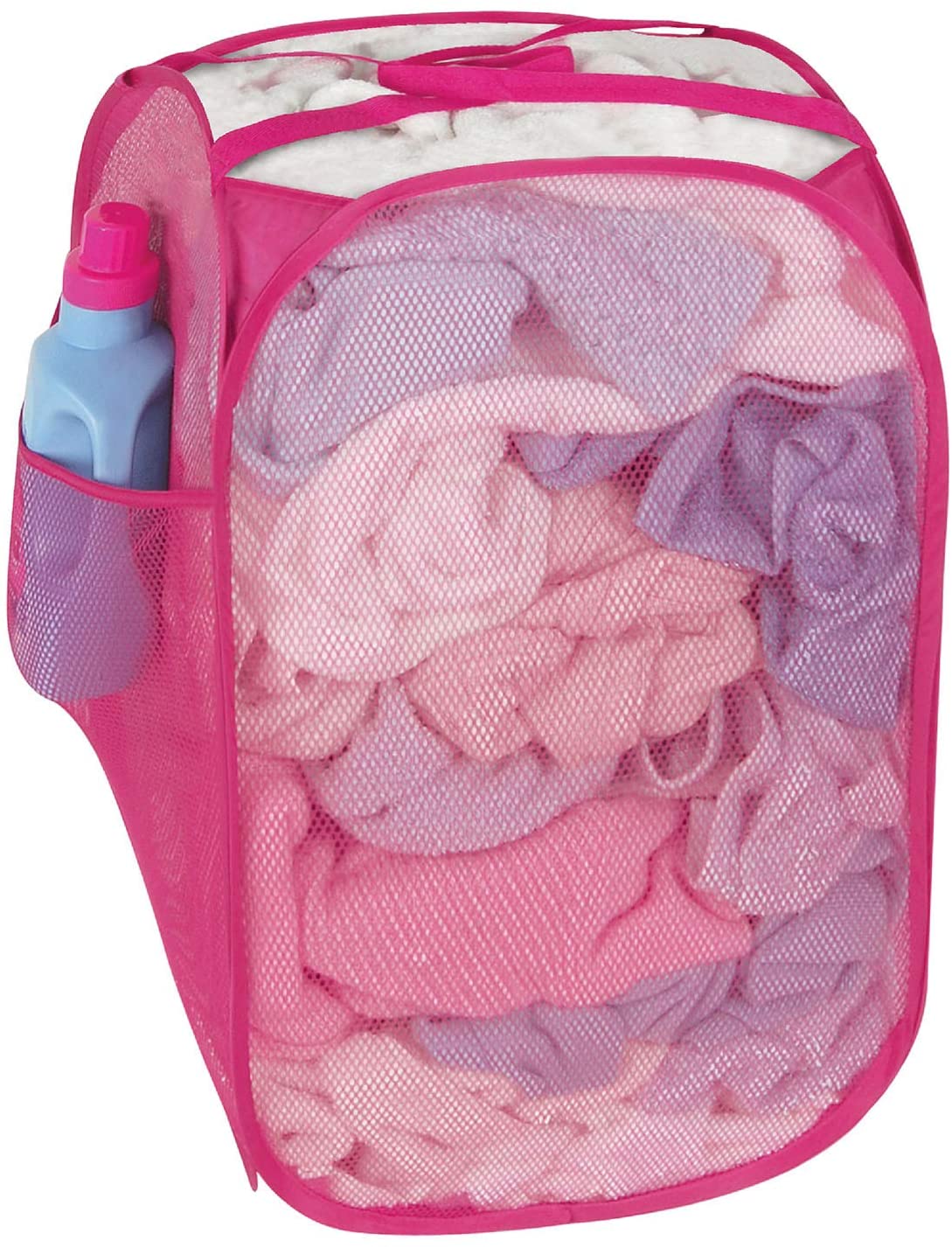 Smart Design | Deluxe Mesh Pop Up Square Laundry Hamper Pink