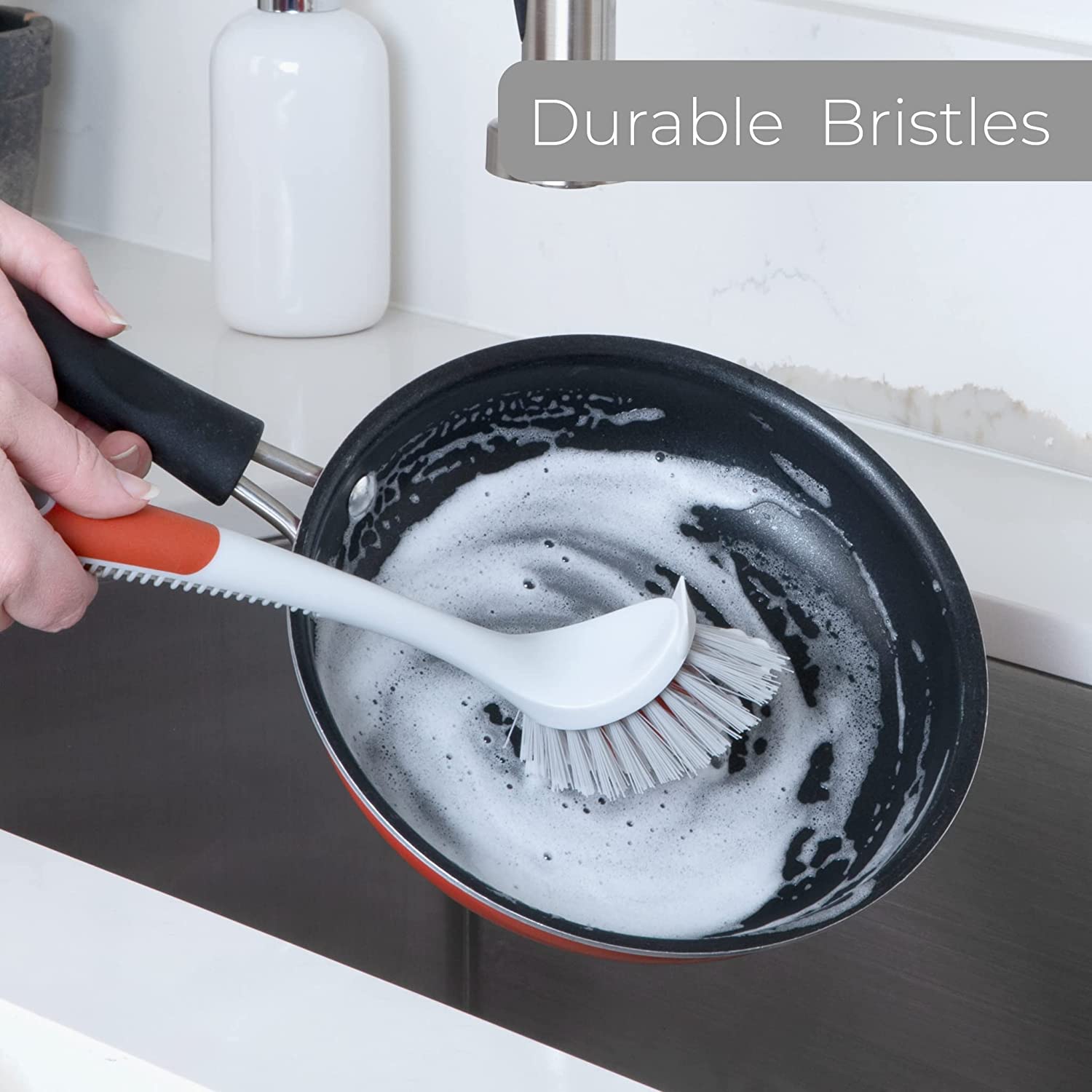 Smart Design Grout Brush - Non-Slip Handle - Non-Scratch - Long Lasting Bristles