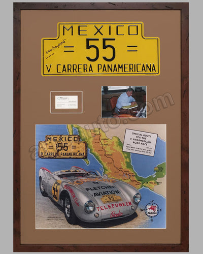 1954 Carrera Panamericana Rally Plaque autographed by Hans Herrmann - l'art  et l'automobile