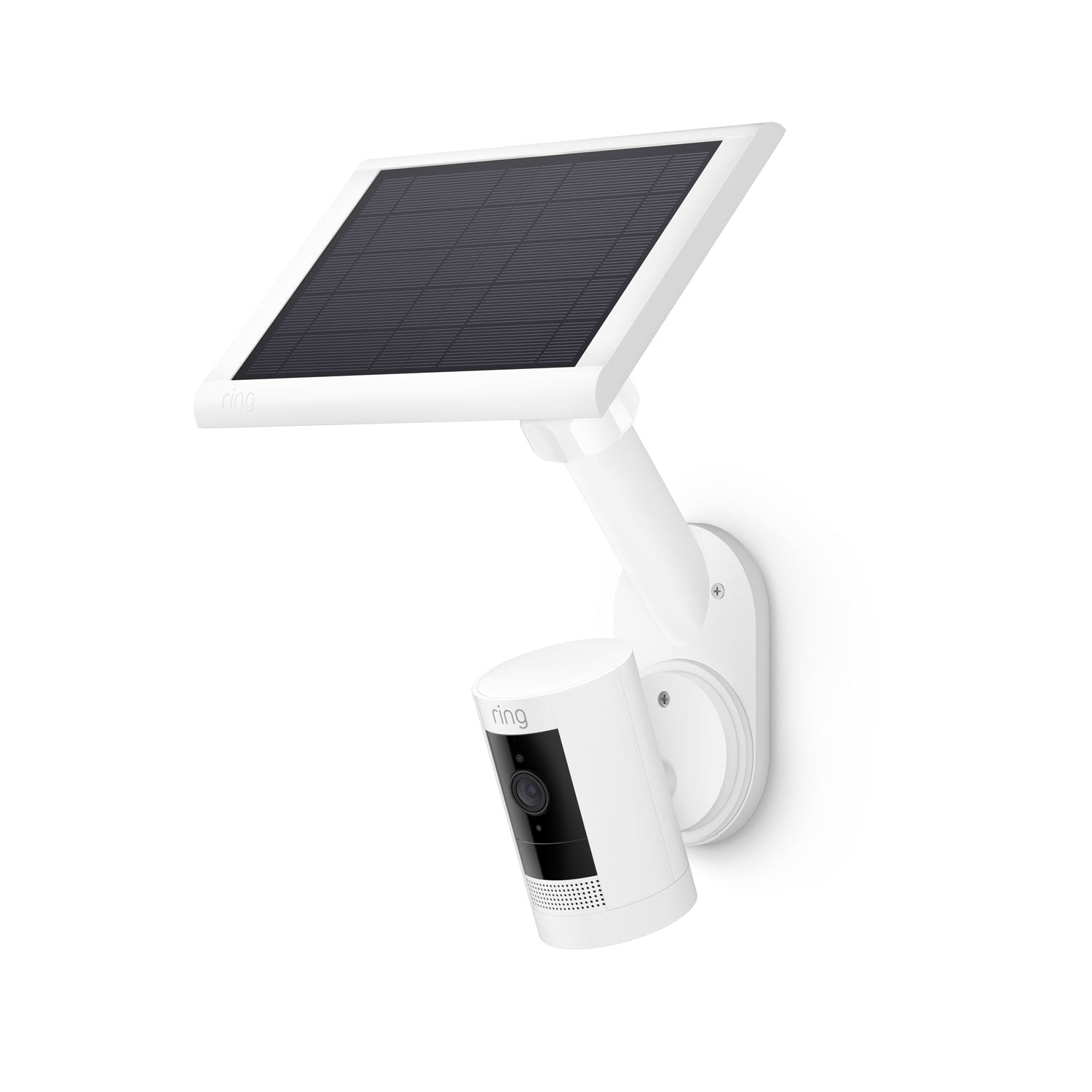 Wall Mount for Solar Panels and Cams - Wall Mount for Solar Panels and Cams in white with Stick Up Cam attached.