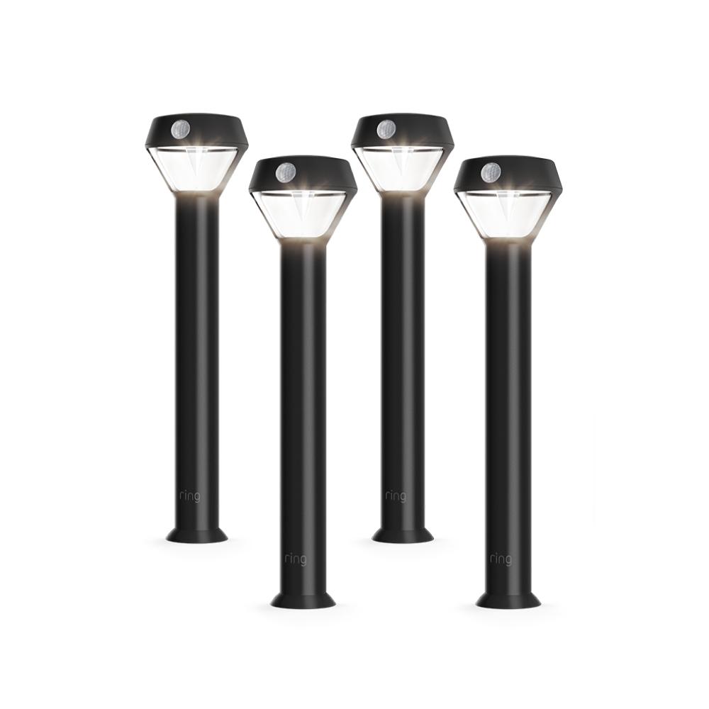 Smart Lighting 4-Pack Solar Pathlight - Black:Smart Lighting 4-Pack Solar Pathlight