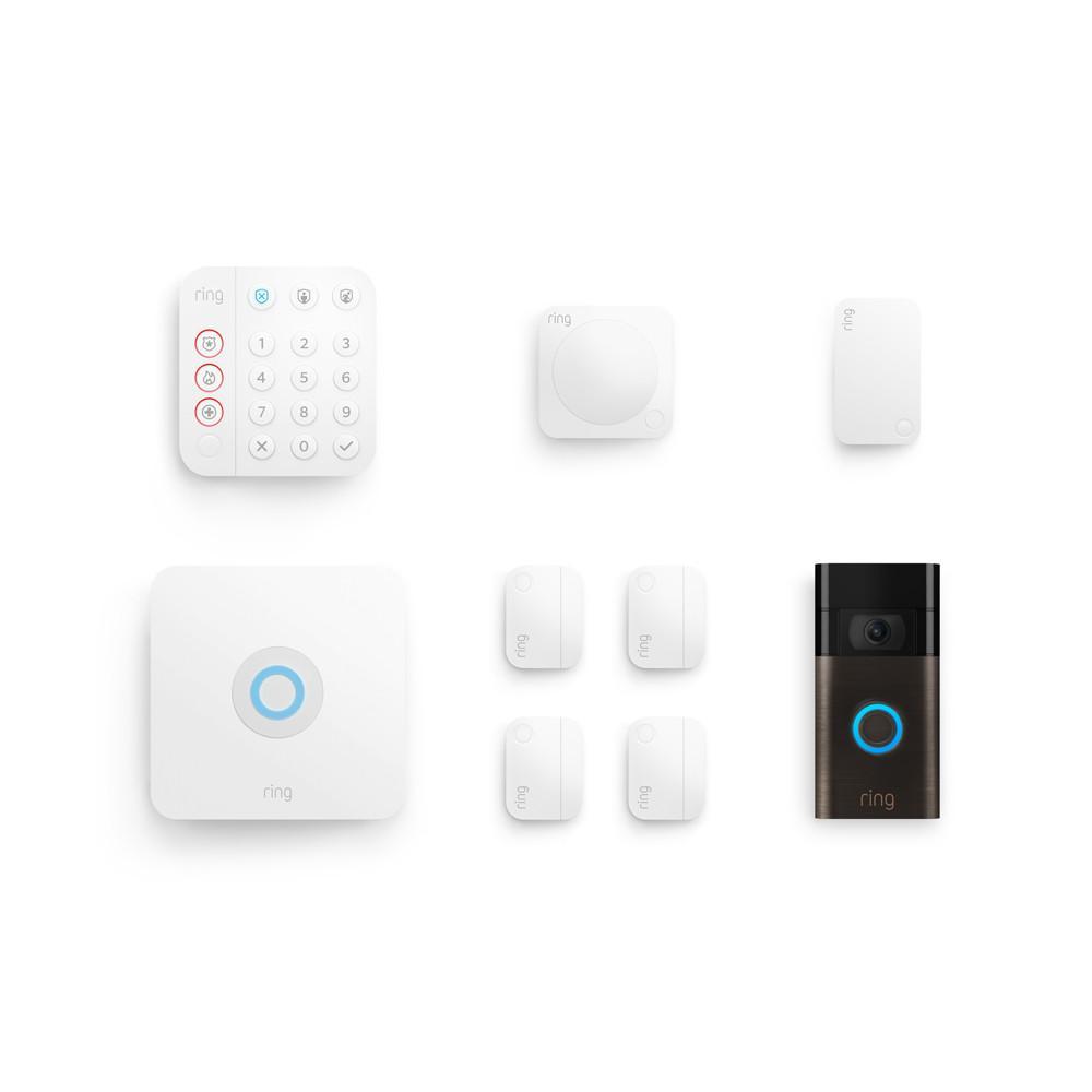 8-Piece Alarm Security Kit + Video Doorbell (for 2nd Generation) - Venetian Bronze:8-Piece Alarm Security Kit + Video Doorbell (for 2nd Generation)