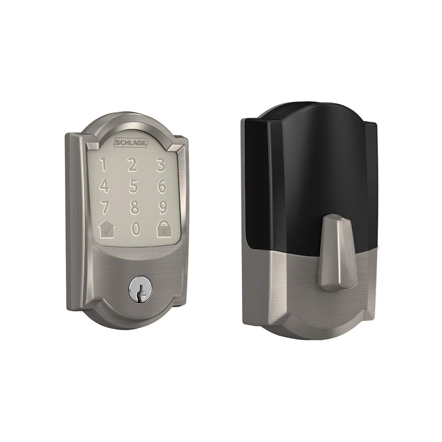 Schlage Encode Smart WiFi Deadbolt with Camelot Trim (for Works with Ring Video Doorbells and Cameras) - Satin Nickel:Schlage Encode Smart WiFi Deadbolt with Camelot Trim (for Works with Ring Video Doorbells and Cameras)