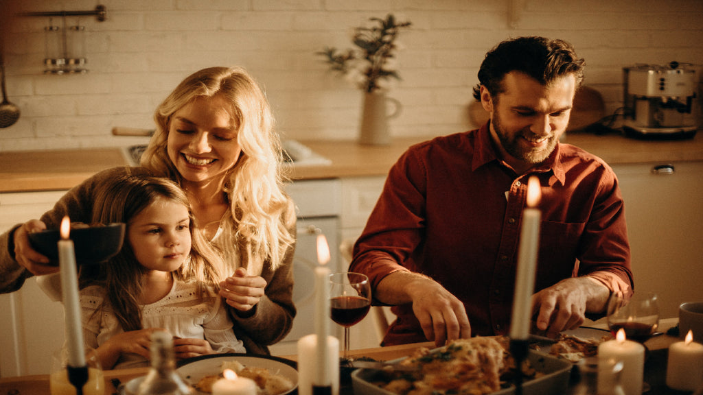 amily eating during the holidays