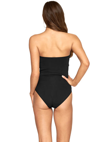 TURQUOISE COUTURE MESH Bandeau One-piece Swimsuit - Black
