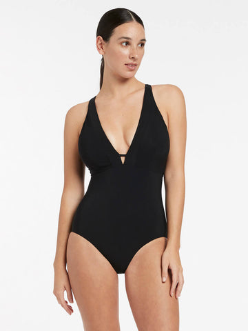 Seafolly SF Collective Deep V One Piece in Black – Sandpipers