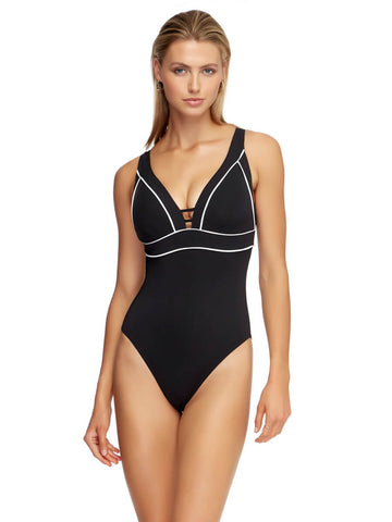 Sea Level Lola Shimmer Tank D/DD One Piece In Charcoal – Sandpipers