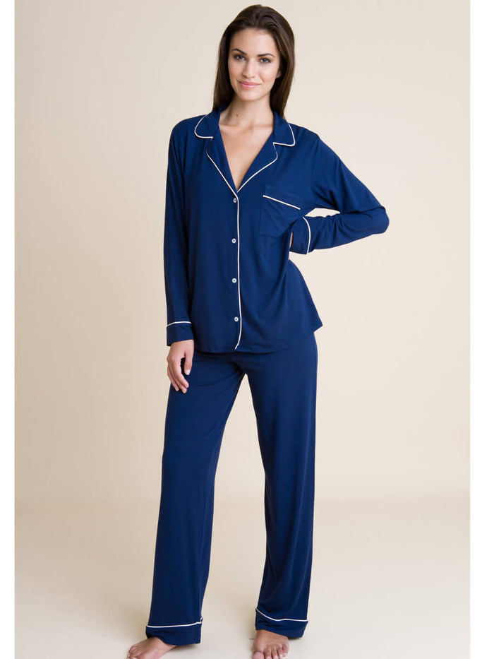 Eberjey Gisele Long PJ Set in Navy/Ivory – Sandpipers