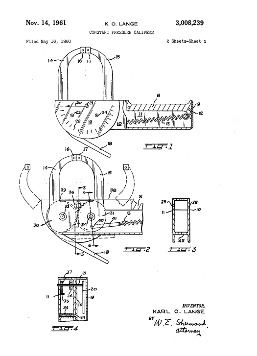 Lange skinfold caliper patent