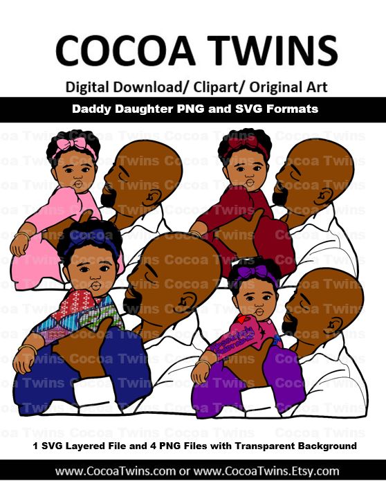 Download Digital Download - Daddy Daughter - SVG Layered File and PNG File Form - Cocoa Twins