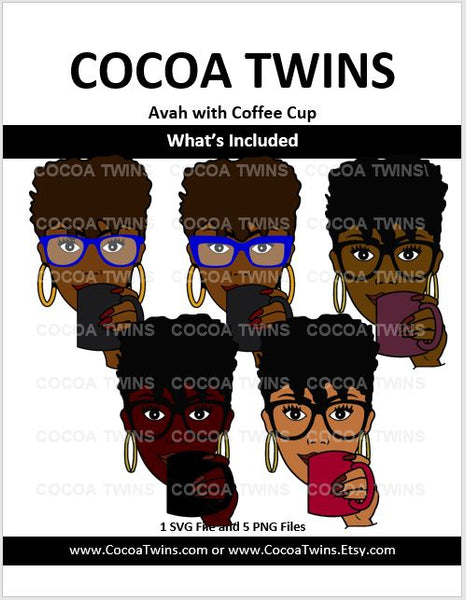 Download Digital Download Original Avah With Coffee Cup Svg Layered File An Cocoa Twins